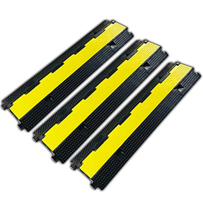 3 Pack Rubber Cable Ramp Hose Cable Protector Ramp 2 Channel 22000Lbs Load Capacity Traffic Speed Bump Wires Power Lines Extension Cord Cover for Indoor Outdoor (3 Count)