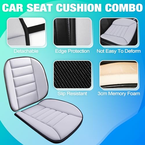 Car Seat Cushion and Lumbar Support Pillow 1.2'' Thick Memory Foam Desk Chair Cushion Back Support for Automotive Seat Driver