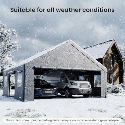 20'×20' Storage Shelter Outdoor Gable Roof Carport with Removable Side Walls