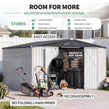 10' x 12' Waterproof Metal Outdoor Storage Shed