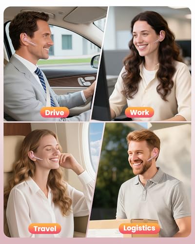 Bluetooth Headset V5.1 72H Talk Time Dual Mic with Mute Button for Business