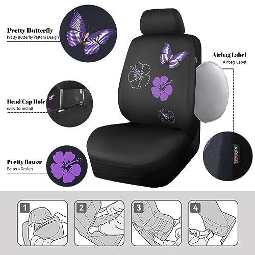 Universal Butterfly Car Seat Covers Front Set