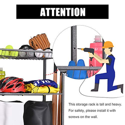 Sports Equipment Organizer for Garage with Golf Bag Storage