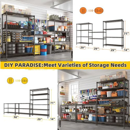 71" H 6 Tier Heavy Duty Wire Shelving