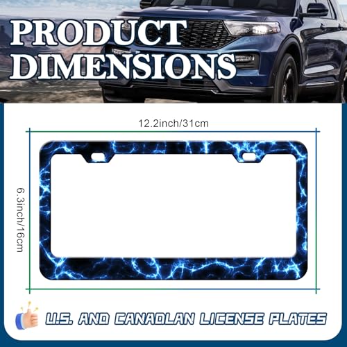 Blue Lightning License Plate Frames