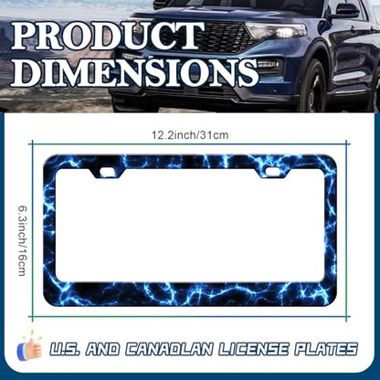 Blue Lightning License Plate Frames