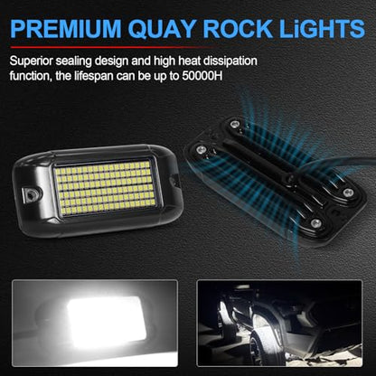 108 High Power LEDs per Pod 4Pods Pure White Rock Lights Ultra