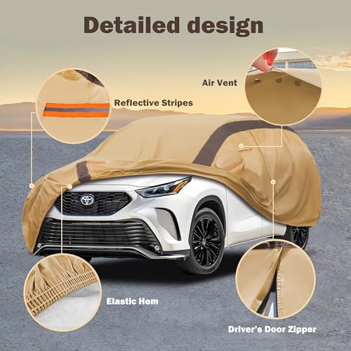 Highlander Car Cover Waterproof All Weather Compatible with Toyota Highlander 2007