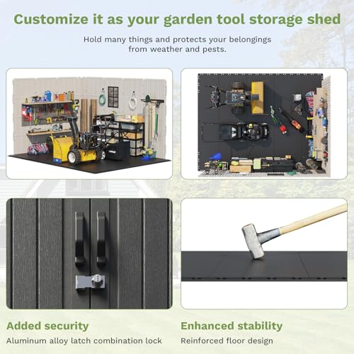 8x10 FT Resin Outdoor Storage Shed with Floor