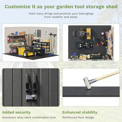 8x10 FT Resin Outdoor Storage Shed with Floor