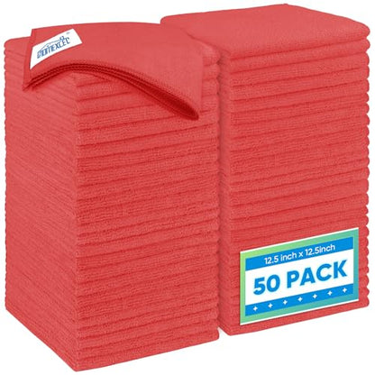 Red Microfiber Cleaning Cloth 50 Pack (50 Count)