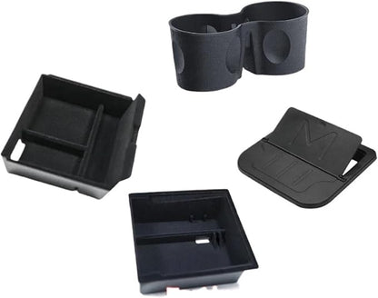 Car Storage Box Compatible For Tesla Model 3 2024 Center Armrest Hidden Box Cup Holder Console Organizer Car Box Accessories(A(flocking))