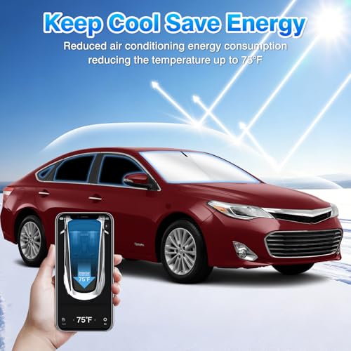 Windshield Sun Shade for Toyota Avalon 2013 2014 2015 2016 2017 2018 Car Window Shades Thicken UV Block and Blackout Privacy Foldable Sunshades 8PCS Accessories Keep Cool Sun Visor Covers (8 Count)