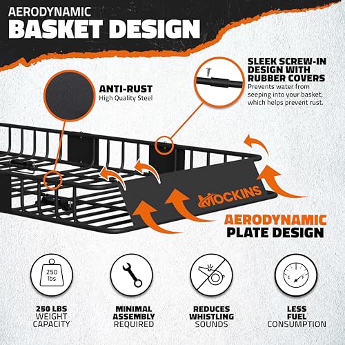 64"x39"x6" Extendable Cargo Roof Rack Basket with 250 Lbs Capacity