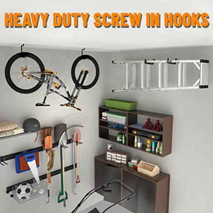 POETISKE Screw in Ladder Bike Hooks Ceiling Hanger Wall Mounted Bicycle Chair Garage Organization Heavy Duty Vinyl Coated 4Pack (4 Count)