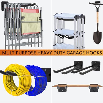2 Pack Steel Wall Mount Double Garage Storage Hooks (2 Count)