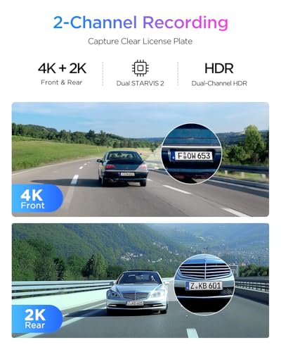 A329S 4K 60FPS Dash Cam Front and Rear