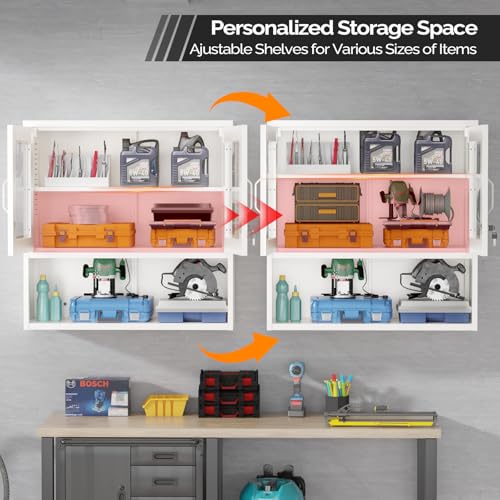 Metal Wall Cabinet with Locking Glass Doors
