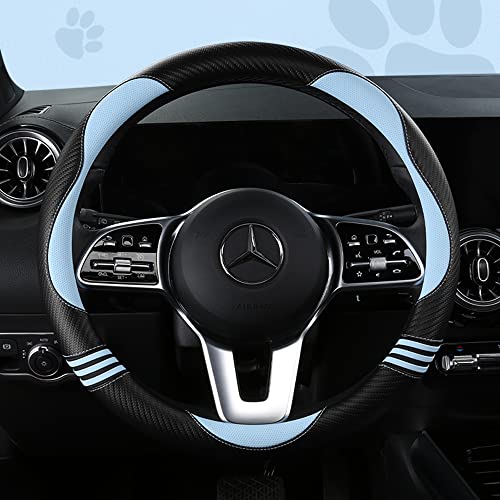 Car Steering Wheel Covers for Women Girl Padded Carbon Fiber PU Leather Cute Cartoon Auto Interior Accessories for Jeep