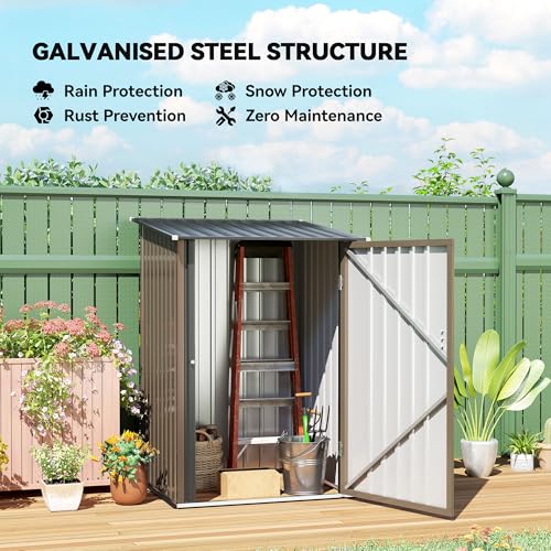 3.3' x 3.4' Outdoor Storage Shed Sloping Roof Lockable Door Brown