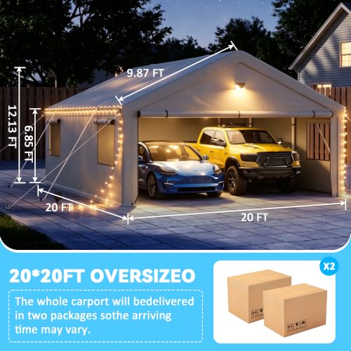20x20 FT Heavy Duty 2 Car Carport Canopy