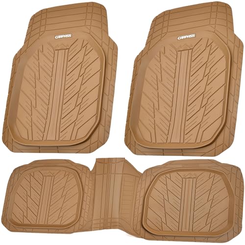 Tire Tread DeepDish Rubber Floor Mats for car Heavy Duty car mats All Weather (4 Count)