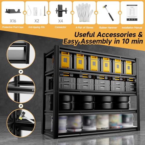 5 Tier 60" W x 20" D x 72" H Garage Shelving Metal Storage Rack 3000LBS Garage Shelving Heavy Duty Adjustable Storage Shelves Unit for Industrial Warehouse Basement Utility Shelf