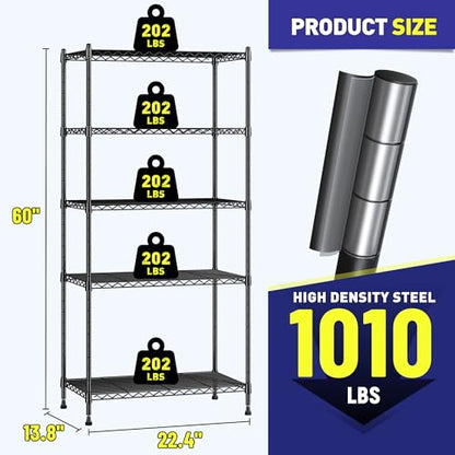1010LBS Storage Shelves Adjustable Metal shelving Unit 5 Tier Wire Shelving (3 Count)