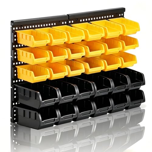 Wall Mounted Storage Bins Parts Rack 4 Colors Bin Organizer Garage Plastic Shop Tool