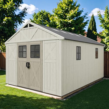 10x14 FT Resin Outdoor Storage Shed with Floor and Skylight