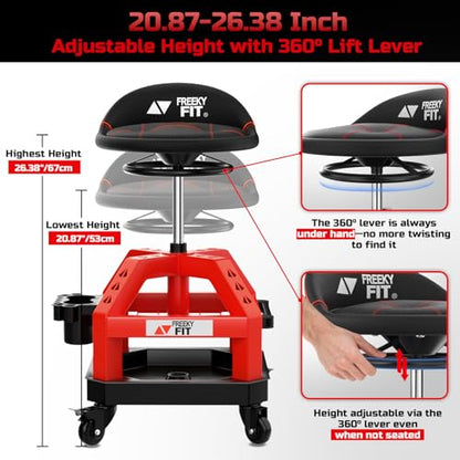 Rolling Shop Stool for Garage with Casters