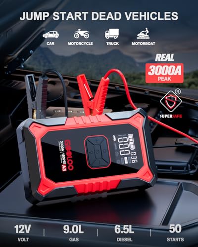 A3 12V 3000A Portable Jump Starter with Air Compressor