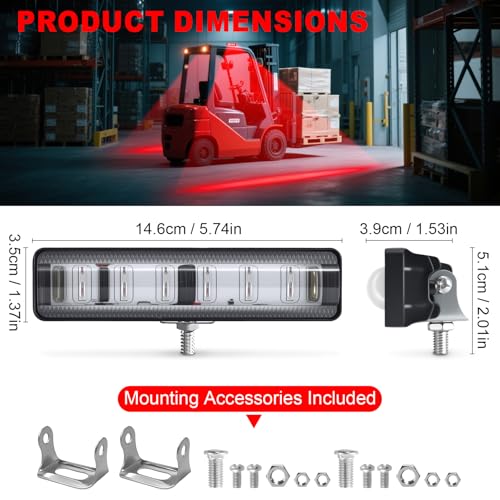 LED Forklift Safety Light Red for AGV Automated Guided Vehicle (2 Count)