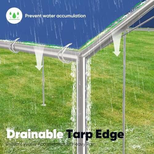 10x20 ft Heavy Duty Car Canopy Galvanized Frame Carport Outdoor Party Tent Boat Shelter with 3 Reinforced Steel Cables