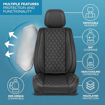 Elite Edition Faux Leather Seat Covers for Cars (2 Count)