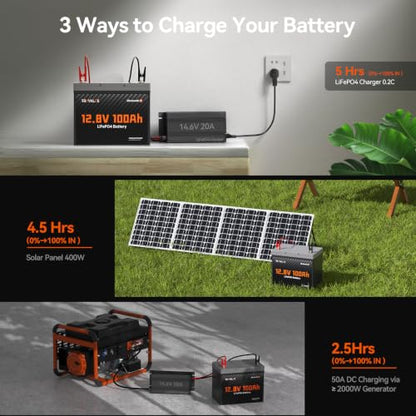 12V 100Ah LiFePO4 Lithium Battery with Bluetooth