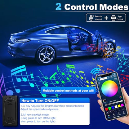 Acrylic Interior Car LED Strip Light with Wireless APP