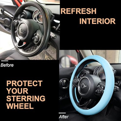 Nappa Leather Steering Wheel Cover Universal 14.5