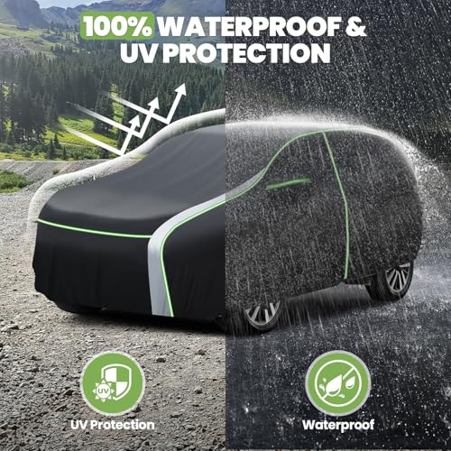 Full Car Cover Fits for Kia Telluride 2020 2021 2022 2023 2024 2025 2026 Accessories All Weather Car Covers Outdoor for Telluride Waterproof Anti UV with Zipper & Reflective Safety Strips