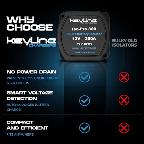 Dual Battery Isolator Heavy Duty 300 AMP 1000 AMP Peak Voltage Sensitive Relay VSR for 12 Volt Systems