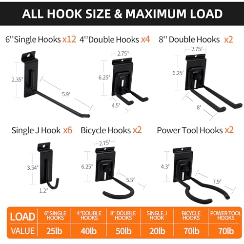 Slat Wall Accessories Garage Hooks Heavy Duty Slatwall Panel Hook Locking Bike Hook for Slat Wall Hooks for Hanging Ladder Storage System Black Accessory for Power Tools Organizer