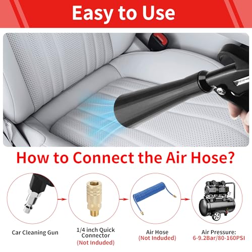 High Pressure Car Interior Cleaning Gun Interior Dryer Hair Dryer Car Detail Gun Fast Drying Blows Away Dust and Dirt Using Air