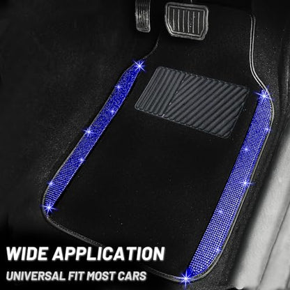 Blue Bling Car Floor Mats Full Set
