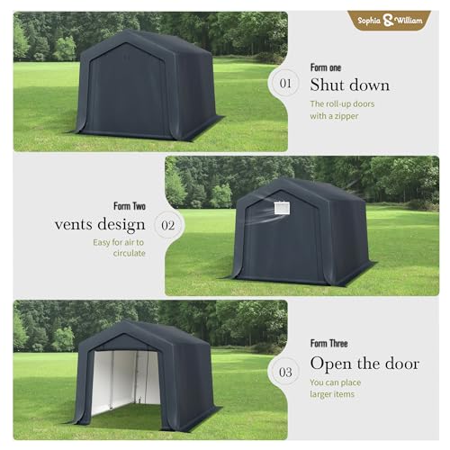 Carport Storage Shed 8x12 Portable Heavy Duty Shelter