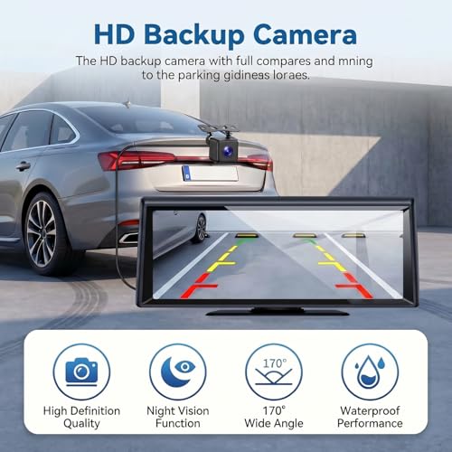 8.1" Wireless CarPlay Screen with 2K Dash Cam & 1080P Backup Camera