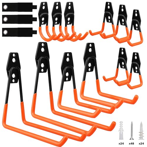 15 Piece Garage Wall Hooks with 3 Extension Straps (15 Count)