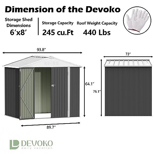 8x6 FT Outdoor Storage Shed