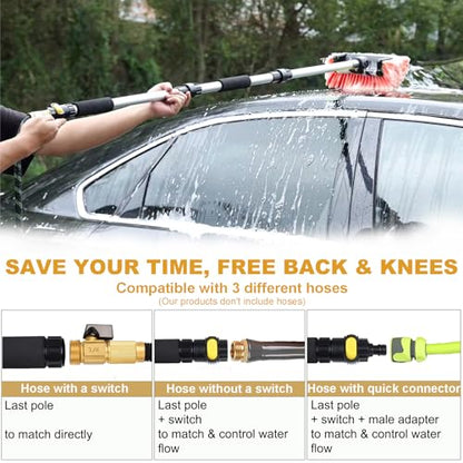 Car Wash Brush with Long Handle for Car Truck Boat RV SUV Washing