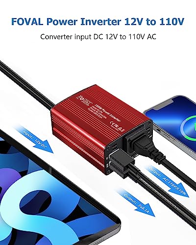 150W Car Power Inverter 12V DC to 110V AC Converter Vehicle Adapter Plug Outlet with 3.1A Dual USB Car Charger for Laptop Computer