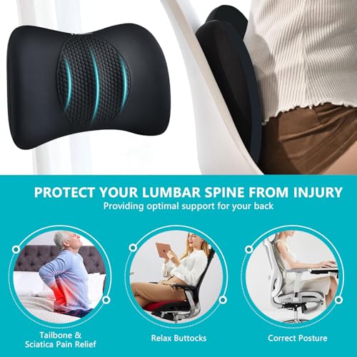 Lumbar Support with Car headrest Back Pillow for Chair Headrest Pillow with Gel Memory Foam Massage Point Memory Foam Back Pillow for Office Chair